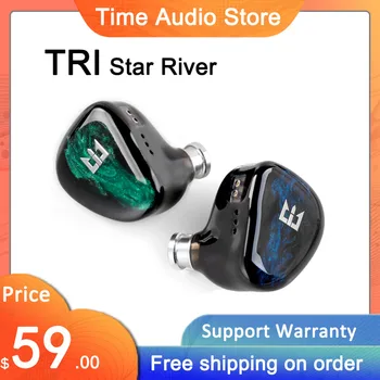 TRI Yıldız Nehir 2DD Kulak Monitörü 2pin Kablolu Kulaklık Ayar Anahtarı ile HıFı Kulaklık Spor Koşu Kulaklık Müzik DJ Kulaklık