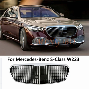 Ön Yarış Facelift Grille Üst İzgara Mercedes-Benz İÇİN W223 S Sınıfı 2021 Maybach Tarzı