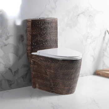 Sprey sifon tuvalet, kahverengi beyaz taş retro tuvalet, yaratıcı seramik tuvalet, ev tuvalet sifon tuvalet Biyolojik Tuvalet