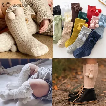 Bebek Kız Kiraz Topu diz üstü çorap Toddler Tüp İngiliz Tarzı Prenses Çorap Çocuklar İçin Örme Çorap bacak ısıtıcısı 0-4 yıl
