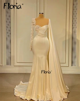Floria İnci düğün elbisesi Uzun Pelerin Kollu Kadın Zarif Mermaid gelinlikler 2023 Vestido De Novia Örgün Abiye giyim