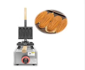 Gaz tipi 4 adet Mısır Waffle Yapma Makinesi Ticari Mini Taşınabilir Mısır şekli Kek Gaz Waffle Makinesi