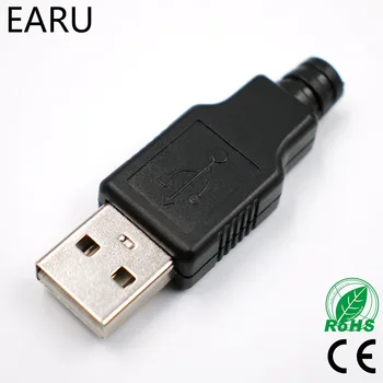 DIY 10 adet Tip A Erkek USB 4 Pin Fiş soketli konnektör Siyah Plastik Kapaklı Adaptörü Bağlayın USB 2.0 PCB SDA Veri Kablosu Hattı
