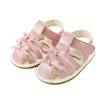 Toptan Yaz 0-14M Yenidoğan Bebek Kız Bebek Yürüyor kaymaz Düz Yumuşak taban İlk Yürüyüşe deri ayakkabı çocuk Sandalet