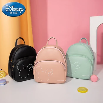 Disney Yeni kadın Sırt Çantası PU Mickey Minnie Kafa Baskı Mini omuz çantaları 6 Renk Trendi Kız Okul Çantası doğum günü hediyesi