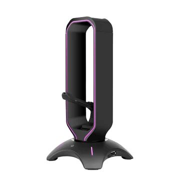 RGB Kulaklık Standı Aşırı Kulak Kulaklık Tutucu kalem teşhir rafı Raf 2 USB Portu ile Oyun PC Aksesuarları Masası (Pembe)