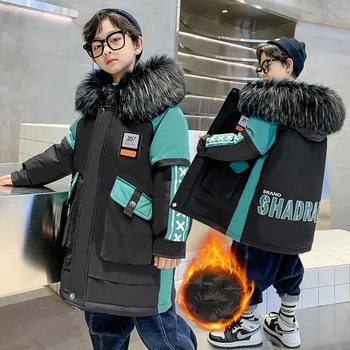 Erkek Kış Aşağı Ceket Yeni Çocuklar Kalın Parka Giysileri Kapşonlu Snowsuit Giyim Moda Çocuk Ayrılabilir İç Astar Palto