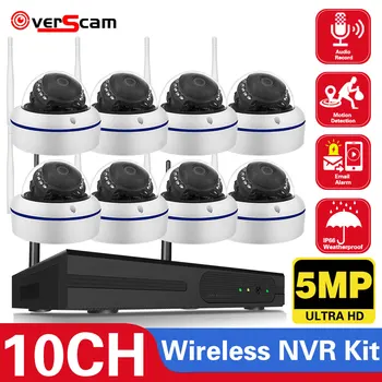 10CH IP Kamera Wifi NVR Kiti CCTV Sistemi 5MP Açık Su Geçirmez Ses Kablosuz Dome Kamera Video Gözetim Sistemi 10 Kanal