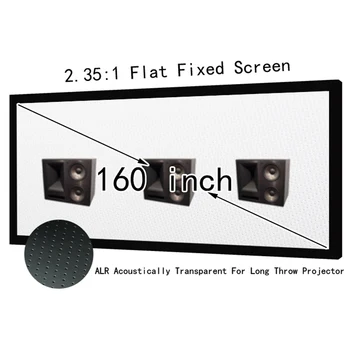 160 inç 2.35:1 ALR Akustik Şeffaf Ses Ekranı Düz Sabit Çerçeve Projeksiyon Ekranları Uzun Mesafeli Projektör