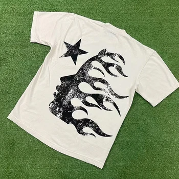 2023 Hellstar T-Shirt Pamuk Yuvarlak Boyun Kısa Kollu Üst Tee Hip Hop Streetwear Erkekler Kadınlar HELLSTAR T Shirt
