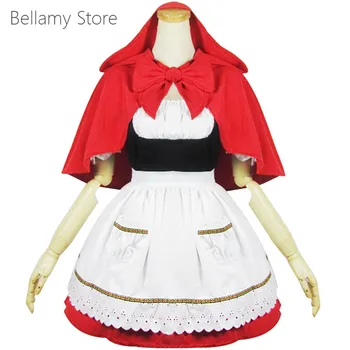 Sizin için yapılmış El yapımı Lolita hizmetçi elbise Japon Sevimli Kırmızı Başlıklı kız hizmetçi kostümü