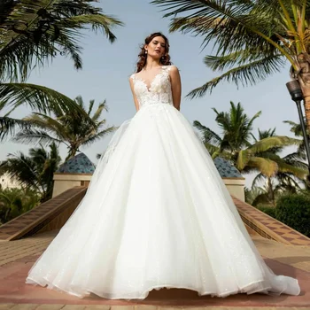 SoDigne Bir Çizgi düğün elbisesi Eğme Tül Dantel gelinlik Prenses 2022 Dantel Aplikler Boho Uzun gelin kıyafeti