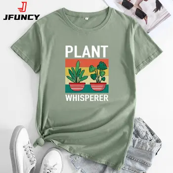 JFUNCY kadın Büyük Boy T-shirt Bitki Grafik Kısa Kollu T Shirt 2023 Yaz Kadın Üstleri Pamuk Tee Elbise Kadın Tshirt