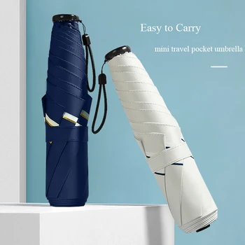 Mini 4 Katlanır Küçük Şemsiye Kızlar için Seyahat Taşınabilir Şemsiye Güneşli ve Yağmurlu Bir Gün için Rüzgar Geçirmez Anti-Uv Şemsiye
