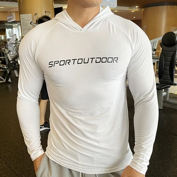 Erkekler Koşu Spor Hoodies Spor Swearshirt Giyim Spor Eğitimi Koşu Gevşek Kapşonlu Açık Hızlı Kuru Nefes Spor