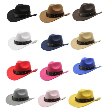 Vintage geniş ağızlı Batı şapka evrensel Cadılar Bayramı kostüm şapka gençler kovboy şapkası