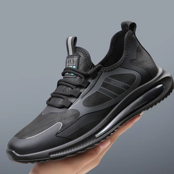 Erkek deri sneakers Trend koşu ayakkabısı İtalyan Nefes Erkek Kaymaz Footwears Vulkanize açık hava yürüyüşü yürüyüş ayakkabısı