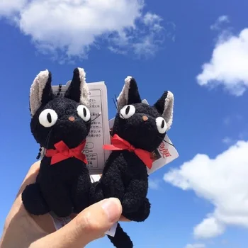 Stüdyo Ghibli Hayao Miyazaki Küçük Cadı Kiki Siyah JiJi peluş oyuncak Sevimli Mini Siyah Kedi Kiki doldurulmuş oyuncak Anahtarlık Kolye