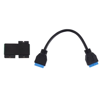 USB 3.0 19PİN Bire İki Hub Bileşeni Çip Ve Modüler Kablo Tasarımı USB 19PİN HUB Anakart 19PİN Uzatma Kablosu 1 İla 2