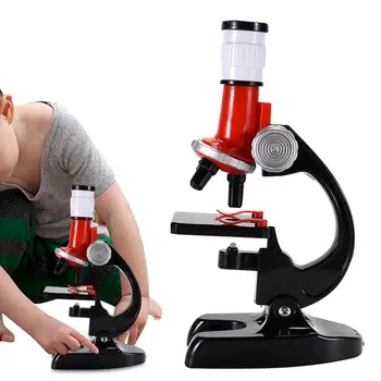 Bilim Büyütme eğitici oyuncak Çocuklar Mikroskop Öğrenciler İçin Bilim Seti Acemi Mikroskop LED 100X 400X Ve 1200X