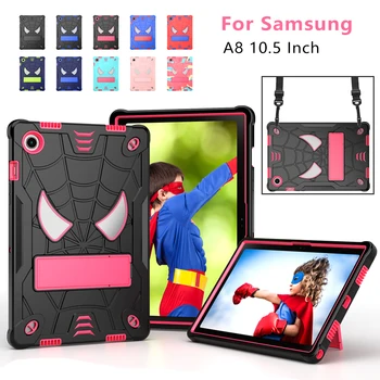 Samsung kılıfı Galaxy Tab A8 10.5 İnç SM-X200 / X205 / X207 Funda Çocuklar Darbeye Dayanıklı Silikon PC Omuz Askısı Standı Tablet Kapak