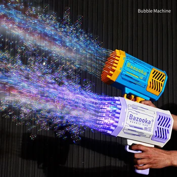 Galtin Kabarcık Tabancası 69 Delik Otomatik Gökkuşağı Roket Bom Çocuk Light Up Müzik Kabarcık Makinesi Parti Malzemeleri doğum günü hediyesi