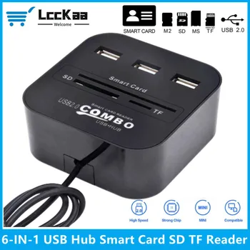 6 İN 1 USB Hub akıllı kart okuyucu USB SD TF kart okuyucu için Mikro SD / SDXC / SD / SDHC / MS / MMC Kamera Hafıza Kartı
