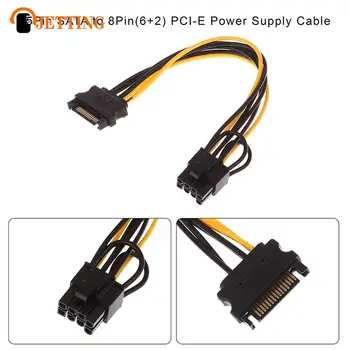 1 Adet 15Pin SATA Erkek 8Pin (6+2) PCI-E Güç uzatma kablosu 20cm Grafik Kartı Güç dönüştürücü kablosu