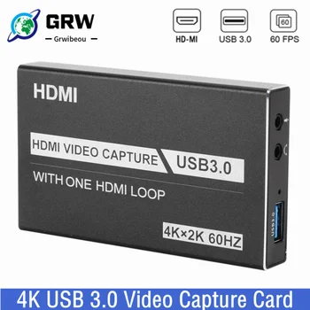 Grwıbeou 4K USB 3.0 Video Yakalama Kartı HDMI Uyumlu 1080P 60fps HD Video Kaydedici Kapmak OBS Yakalama Oyun Kartı Canlı