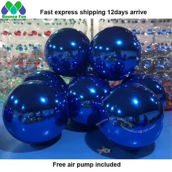 Zarif Mavi Dev Şişme Ayna Topu Gece Kulübü Yansıtıcı Disko Balon Parti Düğün Büyük Yüzen Küre Olay Dekorasyon