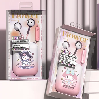 Sanrio Kuromi Hello Kitty Kablolu Kulaklık Kulak Kulaklık Kawaii Yüksek Değer mikrofon Stereo 3.5 mm Oyun Kulaklık Zarif Hediyeler