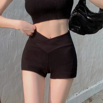 Yaz Yeni Seksi Yüksek Bel Şort Asimetrik Düz Renk İnce Tüm Maç Sıcak Pantolon Moda Trendi Kadın Giyim