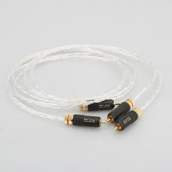 Çift OCC Gümüş Kaplama RCA Bağlantı Kablosu Stereo Hi-Fi Ses Analog Kurşun RCA RCA Ses Kablosu Fono RCA HİFİ CD / AMP
