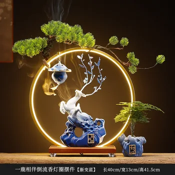 Yaratıcı Dekorasyon Bir Geyik Geri Akış Tütsü LED Lamba Halka Dekorasyon Yeni Çin Büyük Ev Tütsü Brülör Dekorasyon
