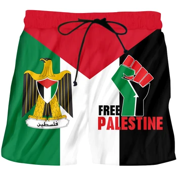 OGKB Moda 3D Koşu Şort Ücretsiz Filistin Baskılı Erkekler Ve Kadınlar Filistin Bayrağı Plaj Atış Pantolon Toptan Giyim Harajuku
