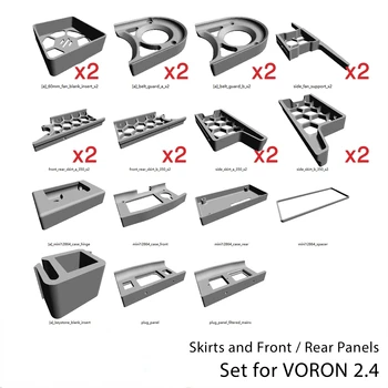 1 Takım ABS Baskılı Etekler Voron 2.4 Ön / Arka Etekler Kiti 3D Yazıcı DIY Voron
