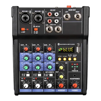 4 Kanal ses mikseri ses mikseri Amplifikatör Konsolu Dahili Yankı Etkisi DJ mikseri USB Ses DJ Stüdyo güç amplifikatörü