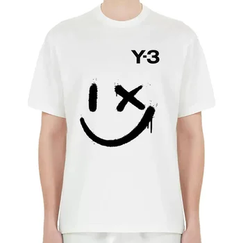 Y3 Yohji Tişörtleri Yamamoto 24SS Japon Moda Minimalist Rüzgar Gülen Yüz Baskılar Rahat Y-3 bol tişört Erkekler Ve Kadınlar İçin