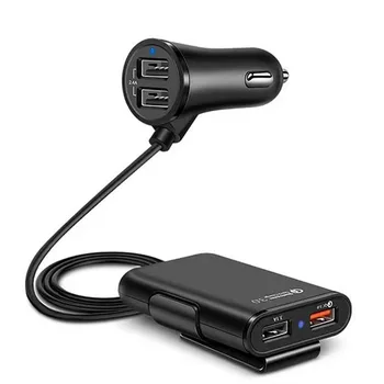 Hızlı Şarj 3.0 USB araba şarjı Uzatma Kablosu Kablosu Araba USB şarj aleti Binek Araç arka şarj Cihazı 4 Port