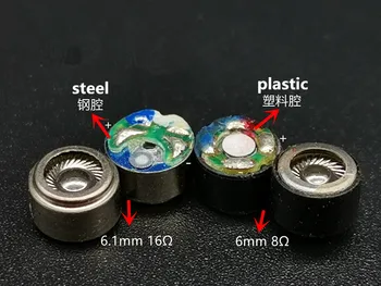 6mm hoparlör titanyum film çelik boşluk plastik boşluk üç frekanslı dengeleme 4 adet