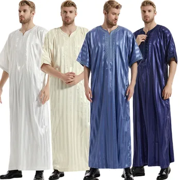 Ramazan Şerit İslam Rahat Erkekler Elbise Robe Müslüman Türkiye Jubbe Thobe Thoub Suudi Arapça Kaftan Abaya Dubai Bayram Giyim Kostümleri