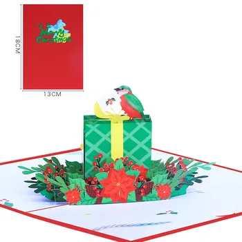 10 adet El Yapımı Hediye Kutusu Kuş Çiçek 3D Pop UP Tebrik Davetiye Kartı Dilek Teşekkürler Noel Düğün Doğum Günü Partisi