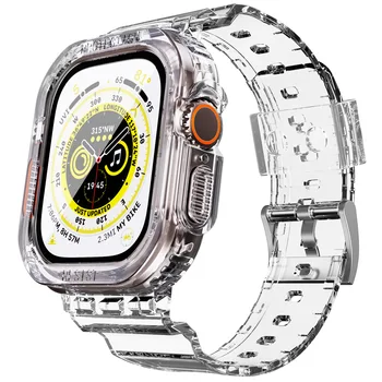 Silikon Kayış Apple Watch için Ultra 49mm Şeffaf Bant Apple Watch Bilezik Akıllı Saatler Aksesuarları