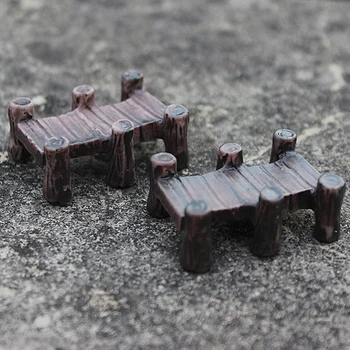 1 ADET Ahşap Köprü Minyatürleri Peri Figürleri Reçine Bonsai Mikro Peyzaj DIY El Sanatları Peri Bahçe Dekorasyon