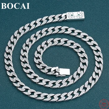 BOCAI S925 Ayar Gümüş Kolye Kadın Erkek Yeni Moda Ebedi Asma Kaplan Kafası Argentum Düz zincir Takı Ücretsiz Kargo
